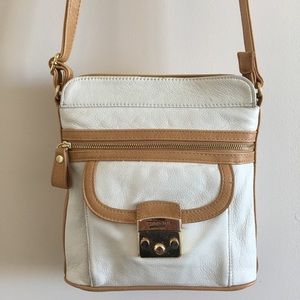 Emma Fox white leather crossbody purse
